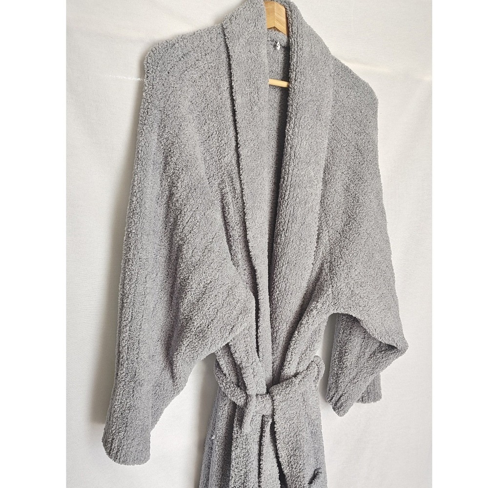 Pottery Barn PB Cozy Ribbed Robe Gray Fleece Shawl Collar Plush Fleece XL